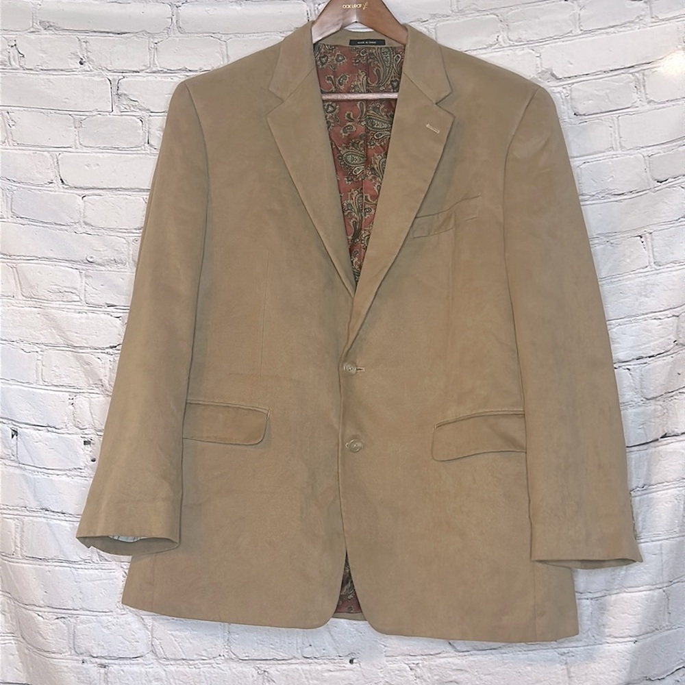 Lauren Ralph Lauren Tan Suede-Like Blazer Sport Coat Jacket Size 44 Regular